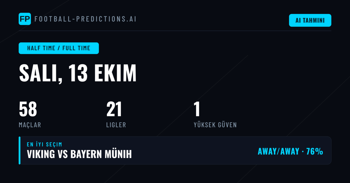13 Eki 2026 İçin En İyi HT/FT Tahminleri