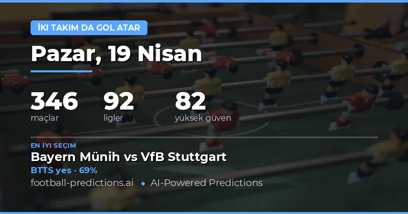 19 Nisan 2026'da BTTS Olan Maçlar
