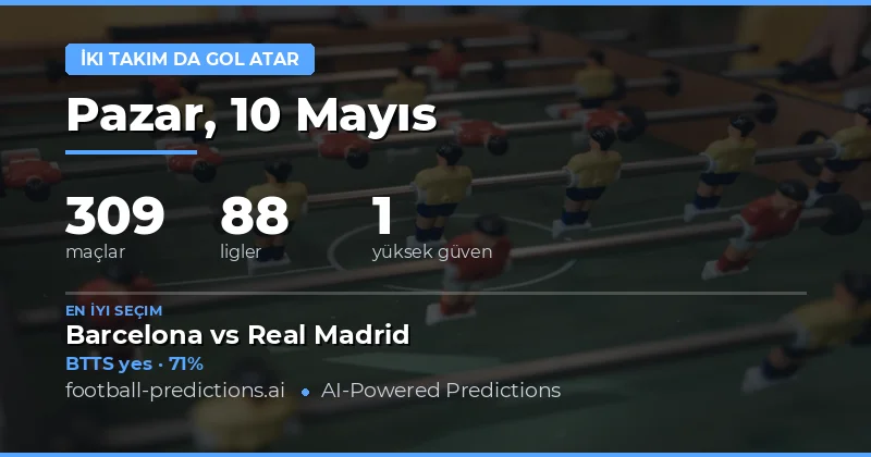 10 Mayıs 2026 Hem İki Takım Da Gol Yazar Tahminleri