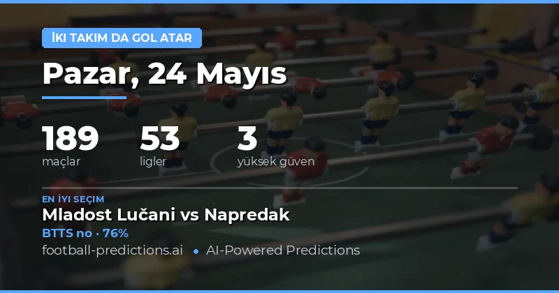 24 Mayıs 2026 Hem Takımlar Gol Atır Tahminleri