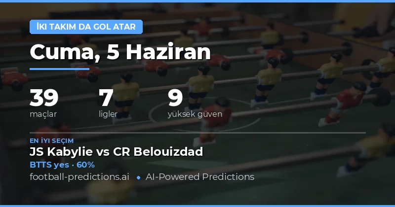5 Haziran 2026 BTTS Tahminleri: Günün Gol Potansiyeli Analizi