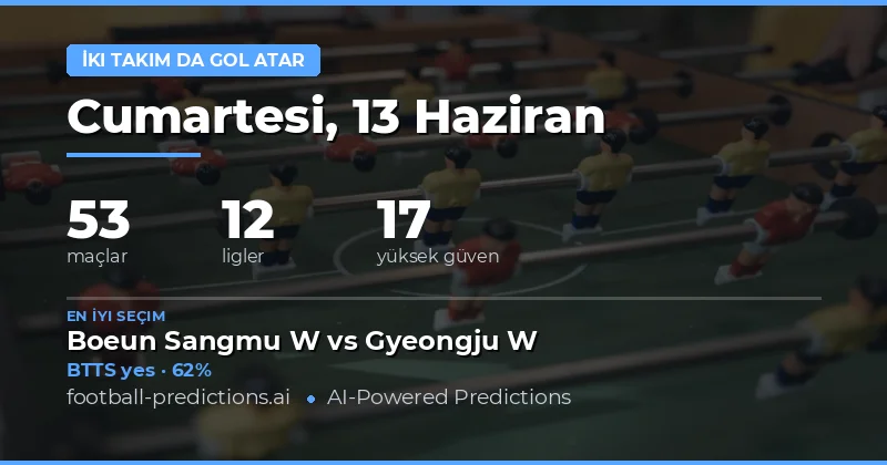 13 Haziran 2026 İçin En İyi BTTS Tahminleri