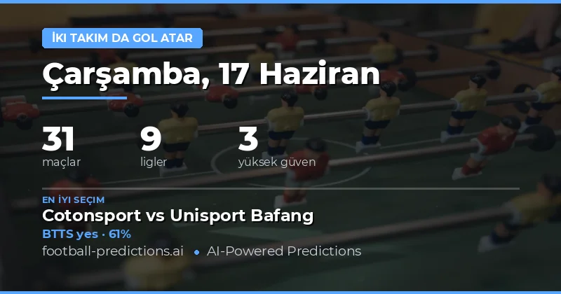 17 Haziran 2026 İçin Top BTTS Tahminleri