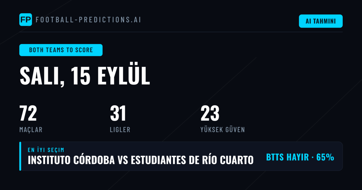 15 Eylül 2026 İçin En İyi BTTS Seçimleri