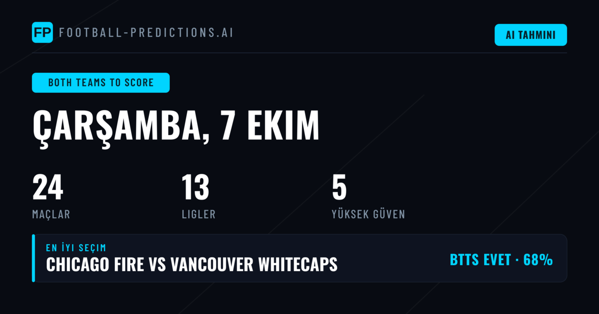 7 Ekim 2026 İçin En İyi BTTS Tahminleri