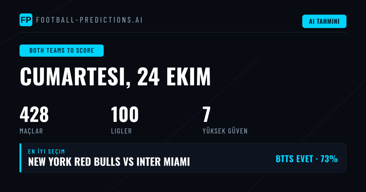 En İyi BTTS Seçimleri — 24 Ekim 2026