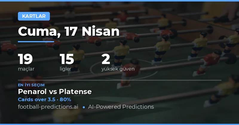 Sarı Kart Over/Under Tahminleri: 17 Nisan 2026