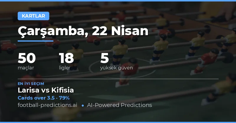 22 Nisan 2026'da Sarı Kart Over/Under Tahminleri