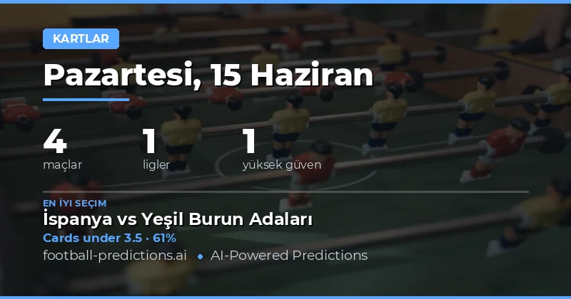 Top Yellow Cards O/U Picks (15 Haz 2026)