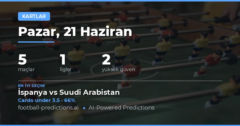 21 Haziran 2026 İçin En İyi Sarı Kart O/U Tahminleri