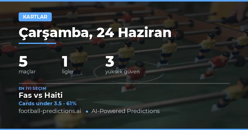 En İyi Sarı Kart O/U İpuçları — 24 Haziran 2026