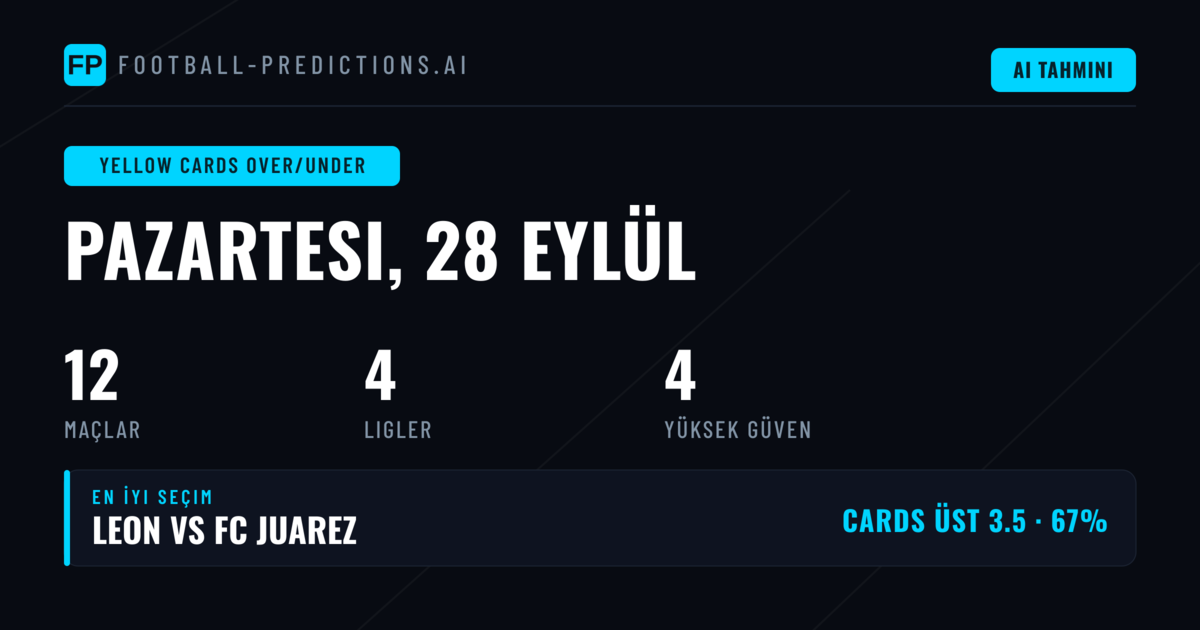 Top Sarı Kart O/U İpuçları — 28 Eylül 2026