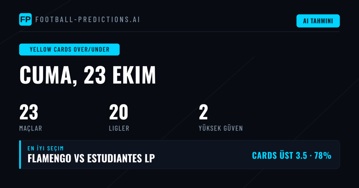 23 Ekim 2026 İçin En İyi Sarı Kart O/U Seçimleri