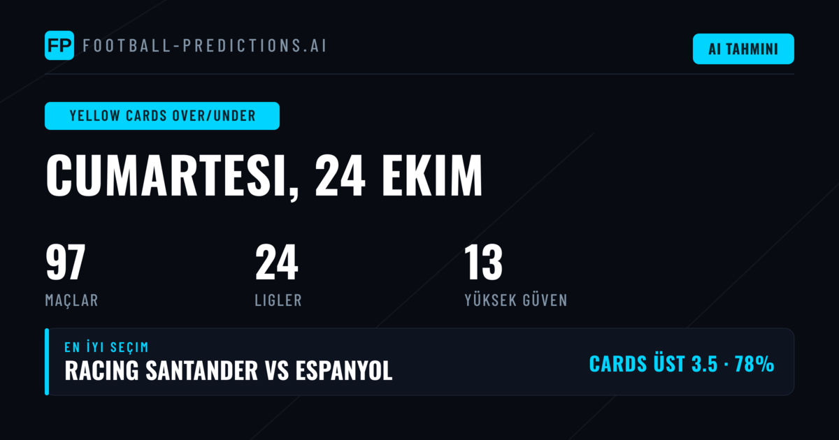 En İyi Sarı Kart O/U Seçimleri — 24 Ekim 2026