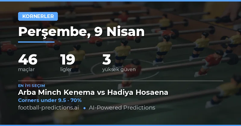 9 Nisan 2026 Tarihindeki Corners Over/Under Tahminleri