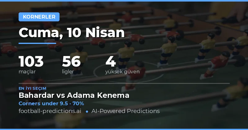 Corners Over/Under Tahminleri: 10 Nisan 2026