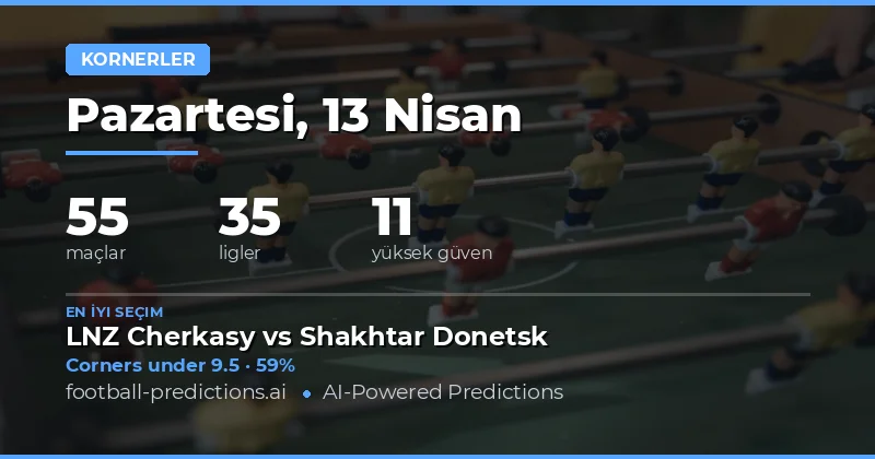 Corners Over/Under Tahminleri: 13 Nisan 2026