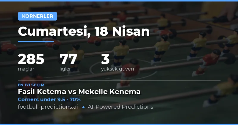 Corners Over/Under Tahminleri: 18 Nisan 2026