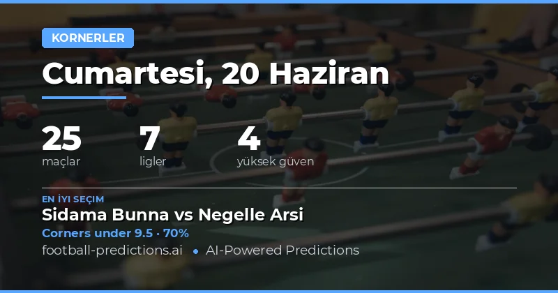 20 Haziran 2026 İçin En İyi Korner O/U Tahminleri