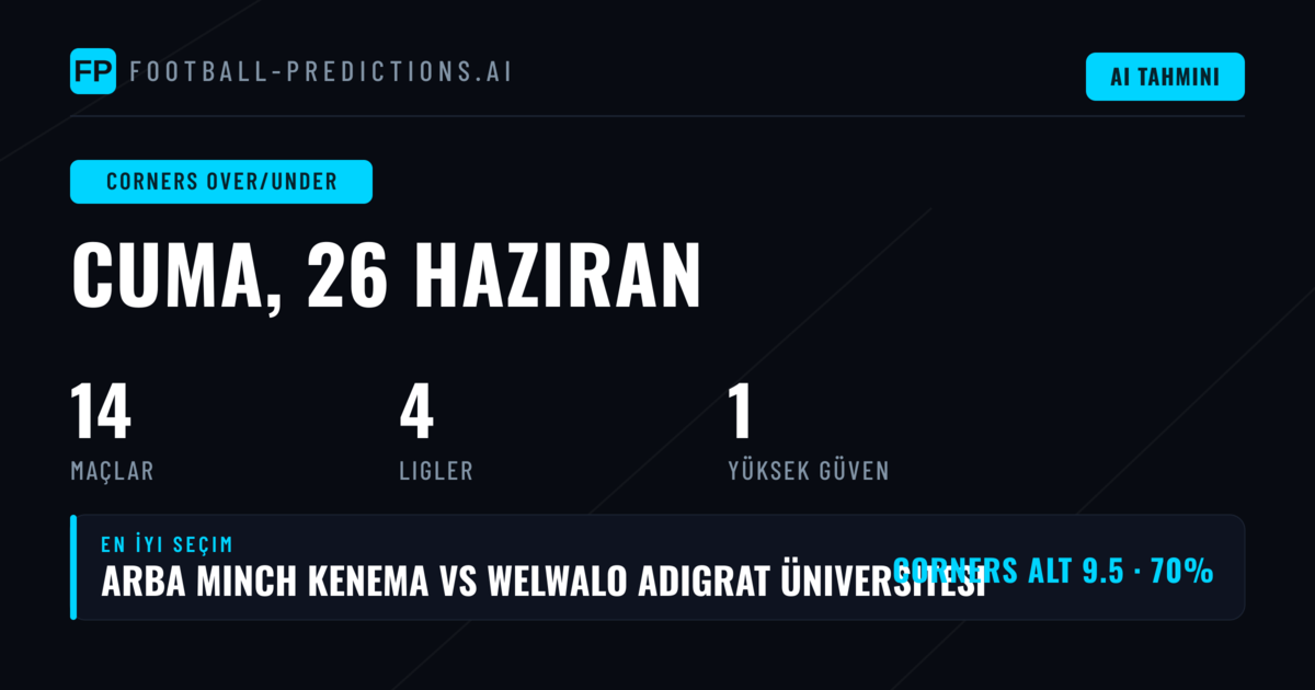 26 Haziran 2026 İçin En İyi Köşe O/U İpuçları