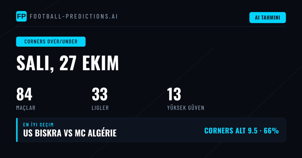 27 Ekim 2026 En İyi Korner O/U Seçimleri