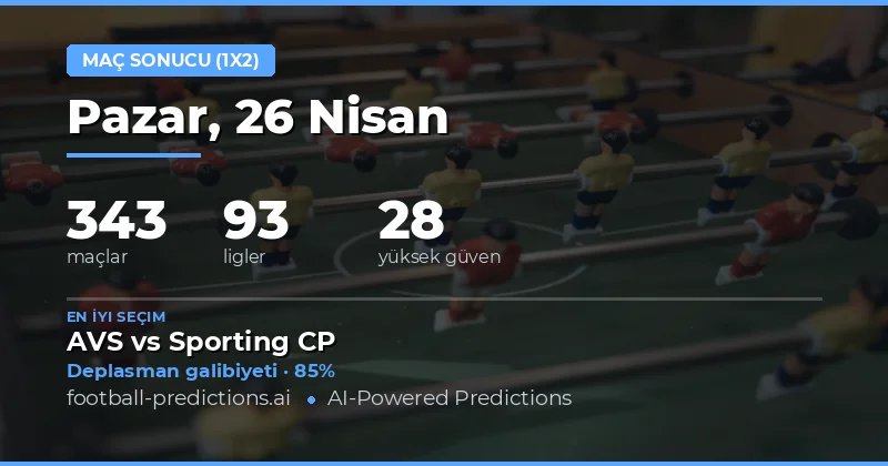 26 Nisan 2026 Günlük 1X2 Maç Sonucu Tahminleri ve Detaylı Analiz