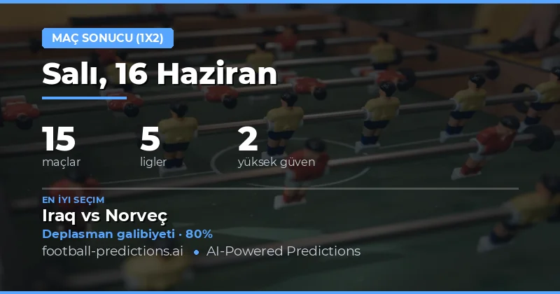 16 Haziran 2026 İçin En İyi 1X2 Tahminleri