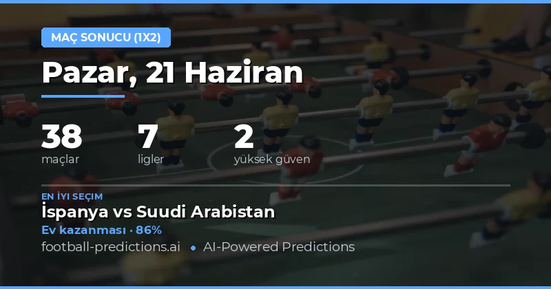 21 Haziran 2026 Tarihli En Yüksek Güvenilirliğe Sahip 1X2 Tahminleri