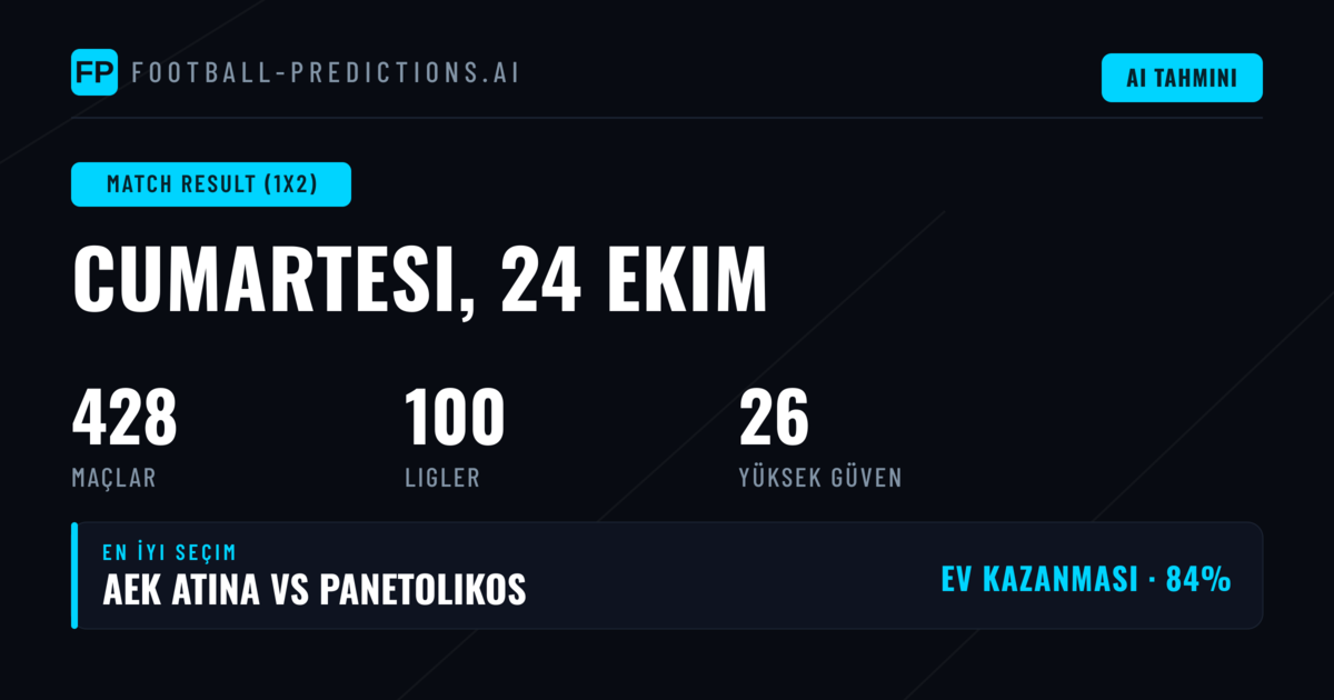 En İyi 1X2 Seçimleri — 24 Ekim 2026