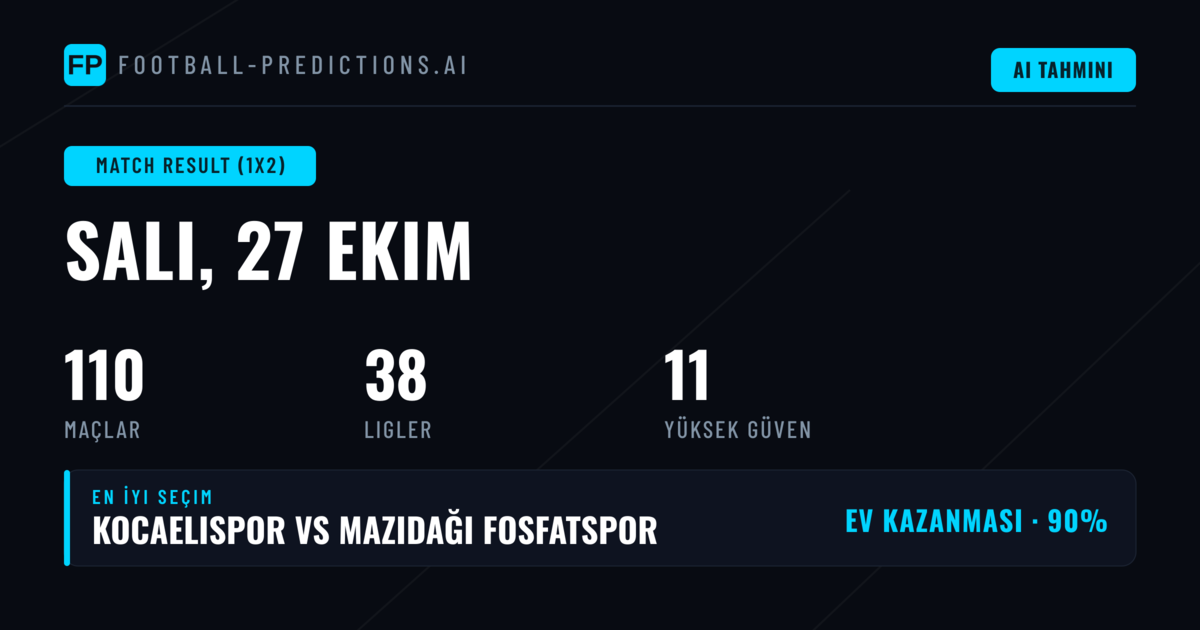 En İyi 1X2 Seçimleri — 27 Ekim 2026