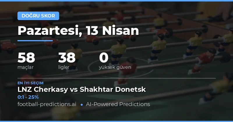 13 Nisan 2026 Tarihli Maçlarda Doğru Skor Tahminleri