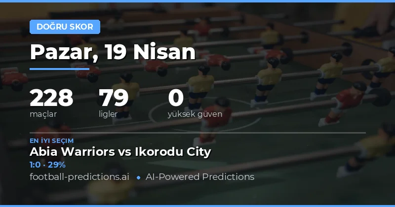 19 Nisan 2026 Günlük Correct Score Tahminleri