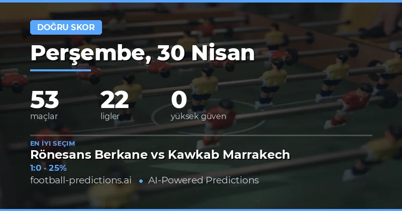 30 Nisan 2026 Doğru Skor Tahmini: Maç Analizleri ve Bahis Stratejileri