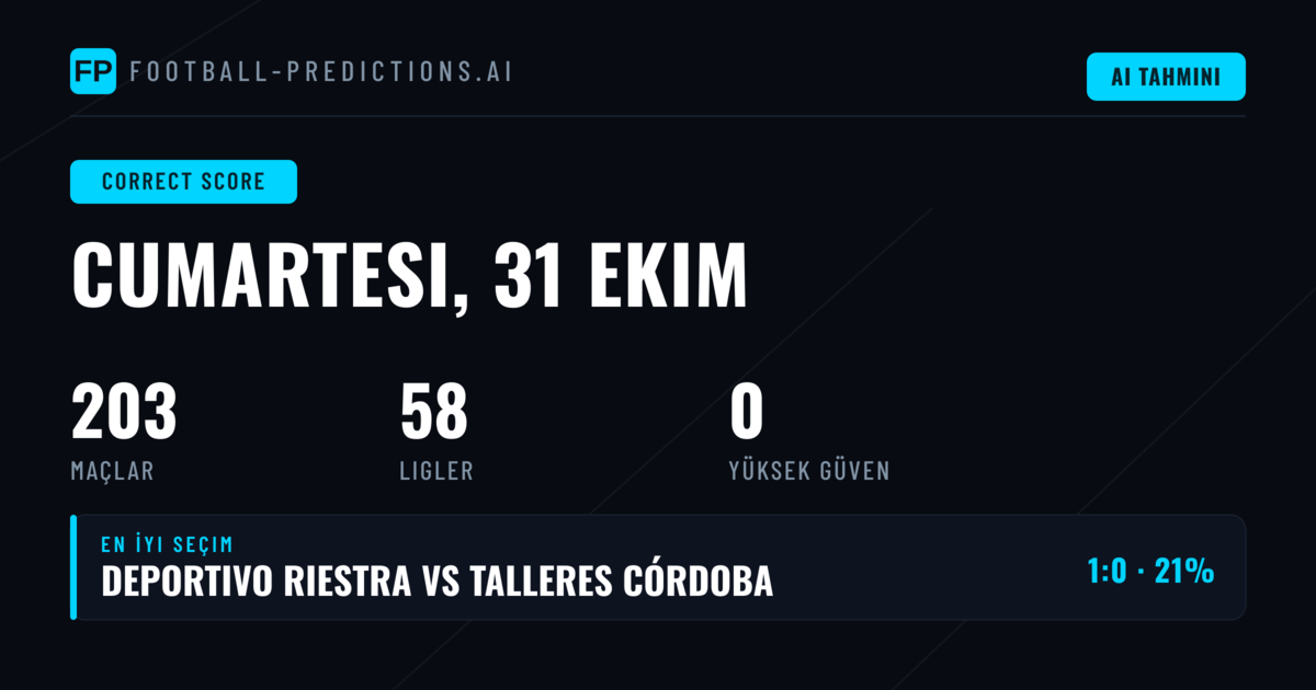 31 Ekim 2026 CS Tahminleri ve Maç Öncesi Genel Yaklaşım