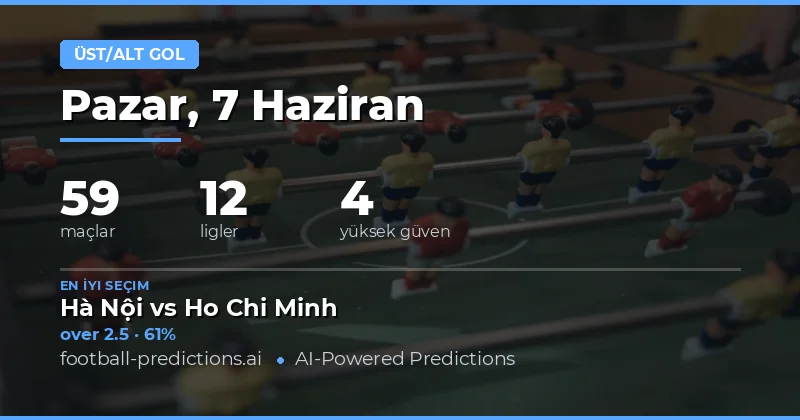 7 Haziran 2026 Over/Under Gol Tahminleri