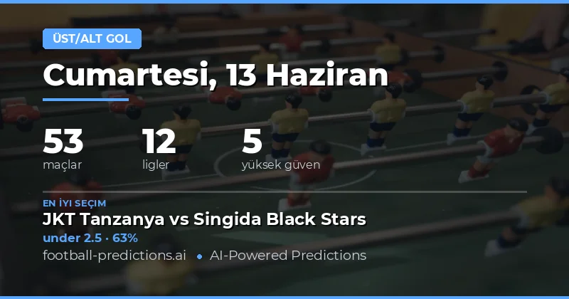13 Haziran 2026 İçin En İyi O/U Gol Tahminleri