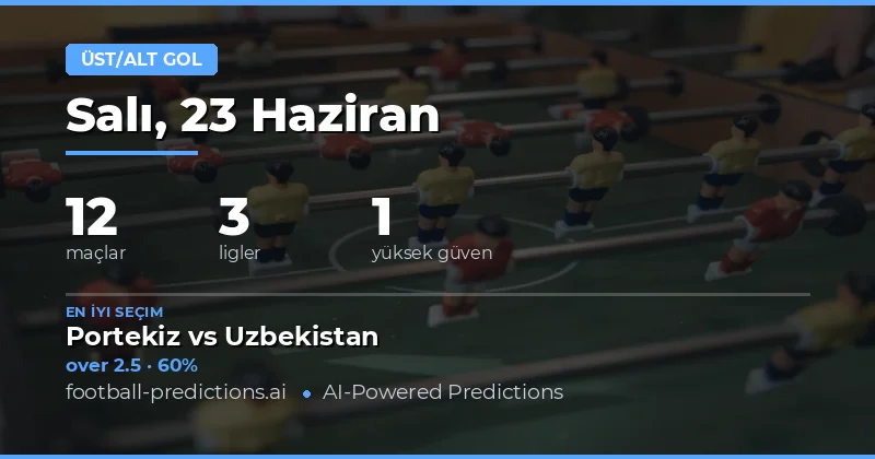23 Haziran 2026 İçin En İyi O/U İpuçları