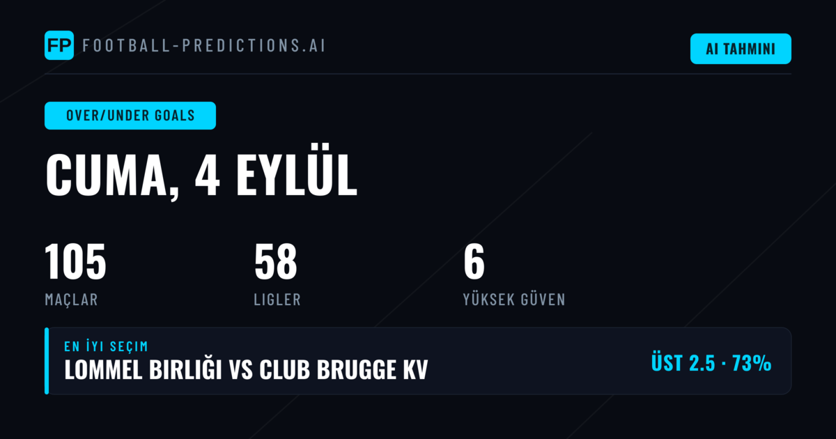 En İyi O/U Bahis Tahminleri — 4 Eylül 2026