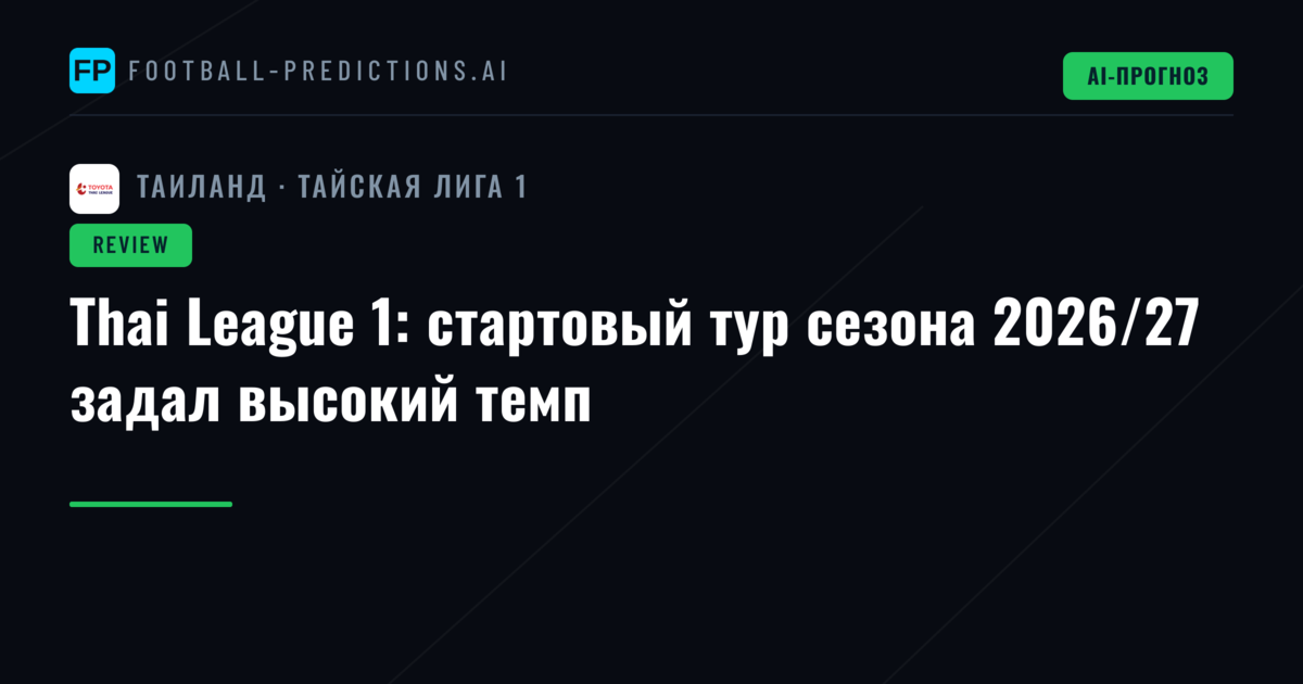 Thai League 1: стартовый тур сезона 2026/27 задал высокий темп