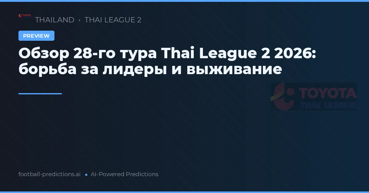 Обзор 28-го тура Thai League 2 2026: борьба за лидеры и выживание