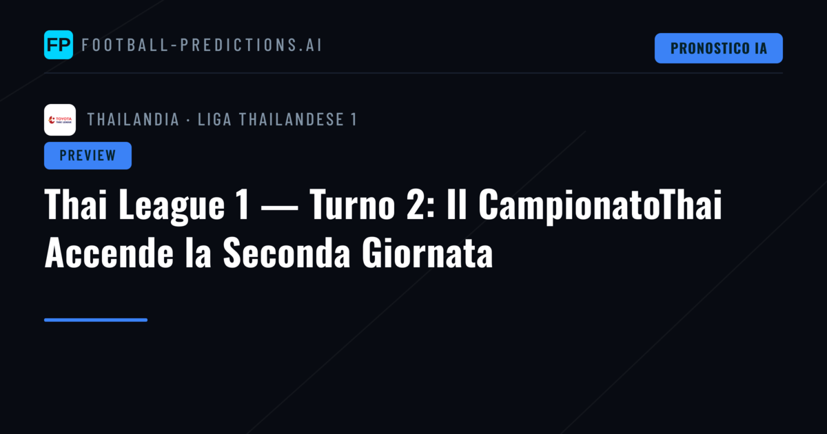 Thai League 1 — Turno 2: Il CampionatoThai Accende la Seconda Giornata