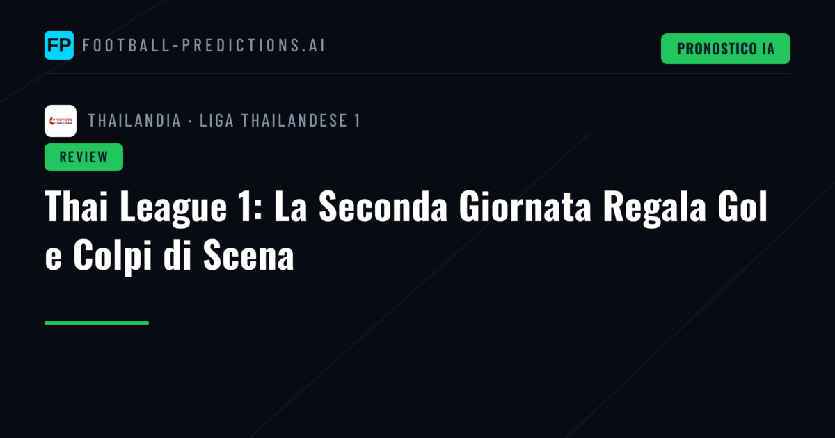 Thai League 1: La Seconda Giornata Regala Gol e Colpi di Scena