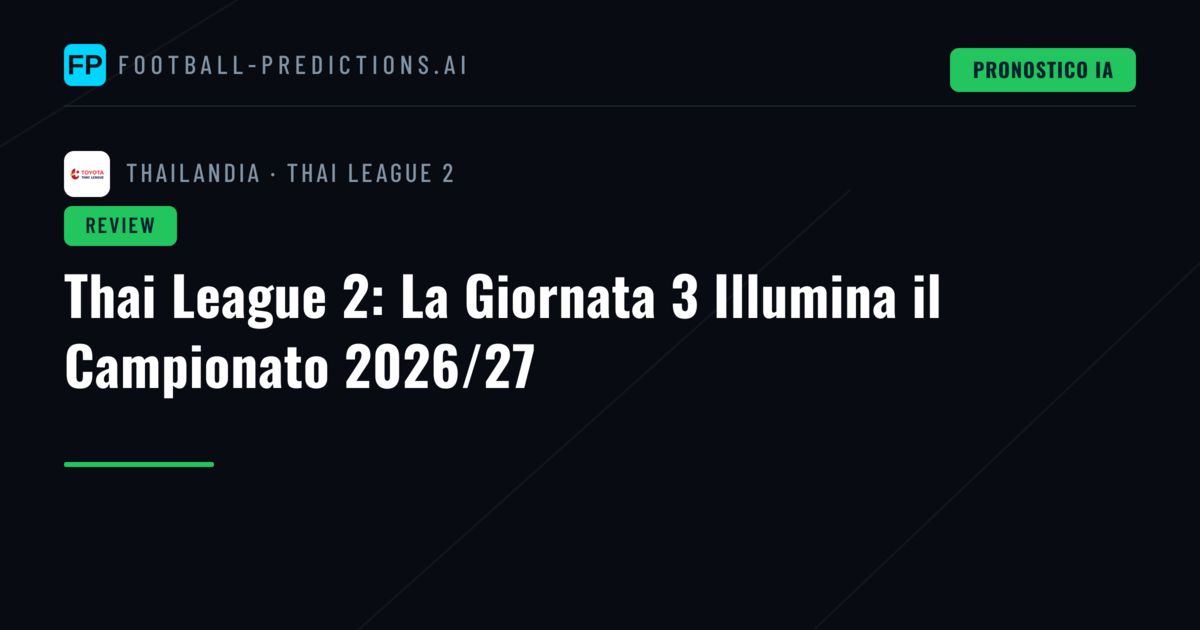 Thai League 2: La Giornata 3 Illumina il Campionato 2026/27