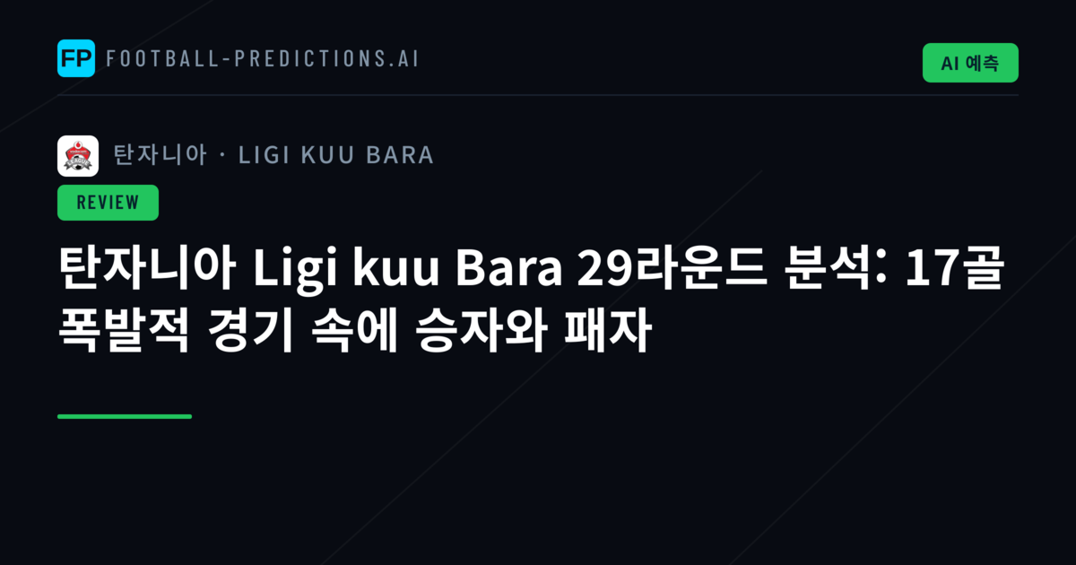 탄자니아 Ligi kuu Bara 29라운드 분석: 17골 폭발적 경기 속에 승자와 패자