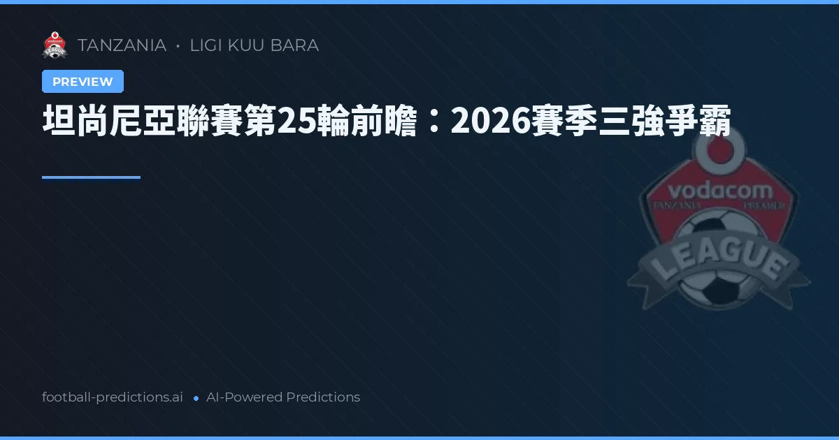坦尚尼亞聯賽第25輪前瞻：2026賽季三強爭霸