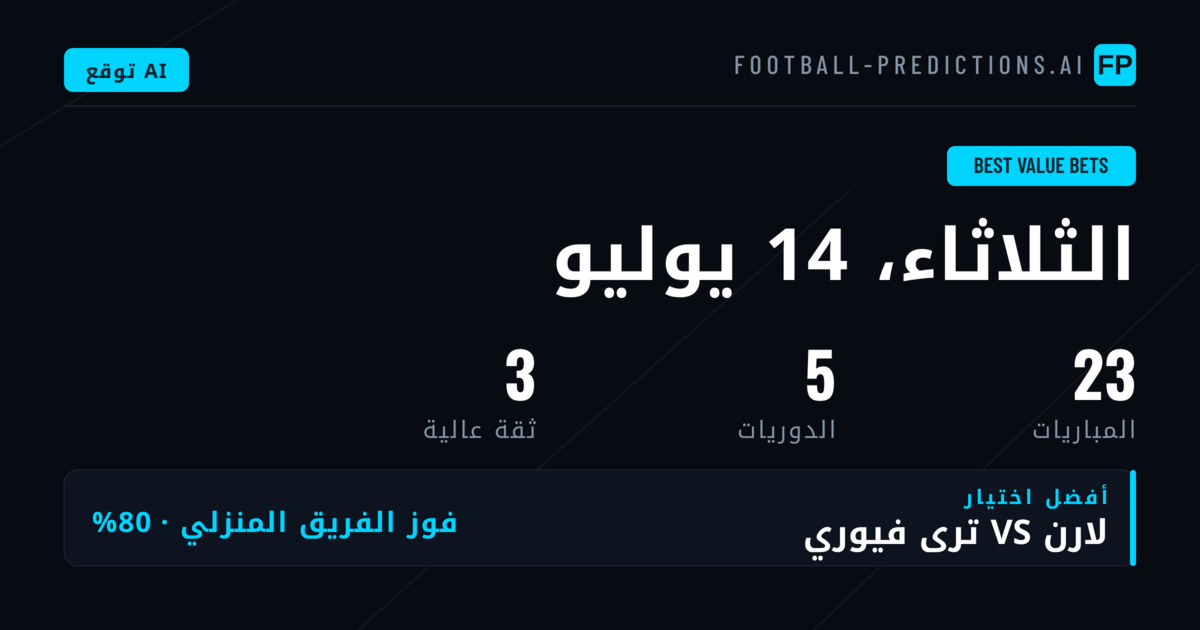 أفضل رهانات القيمة اليوم - 14 يوليو 2026