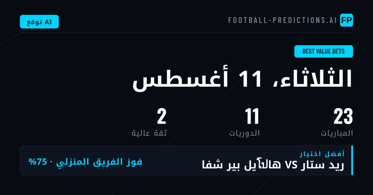أفضل اختيارات الرهانات ذات القيمة ليوم 11 أغسطس 2026