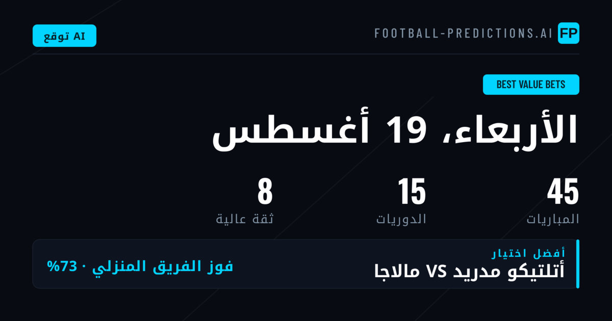 أفضل اختيارات القيمة الرابحة — 19 أغسطس 2026