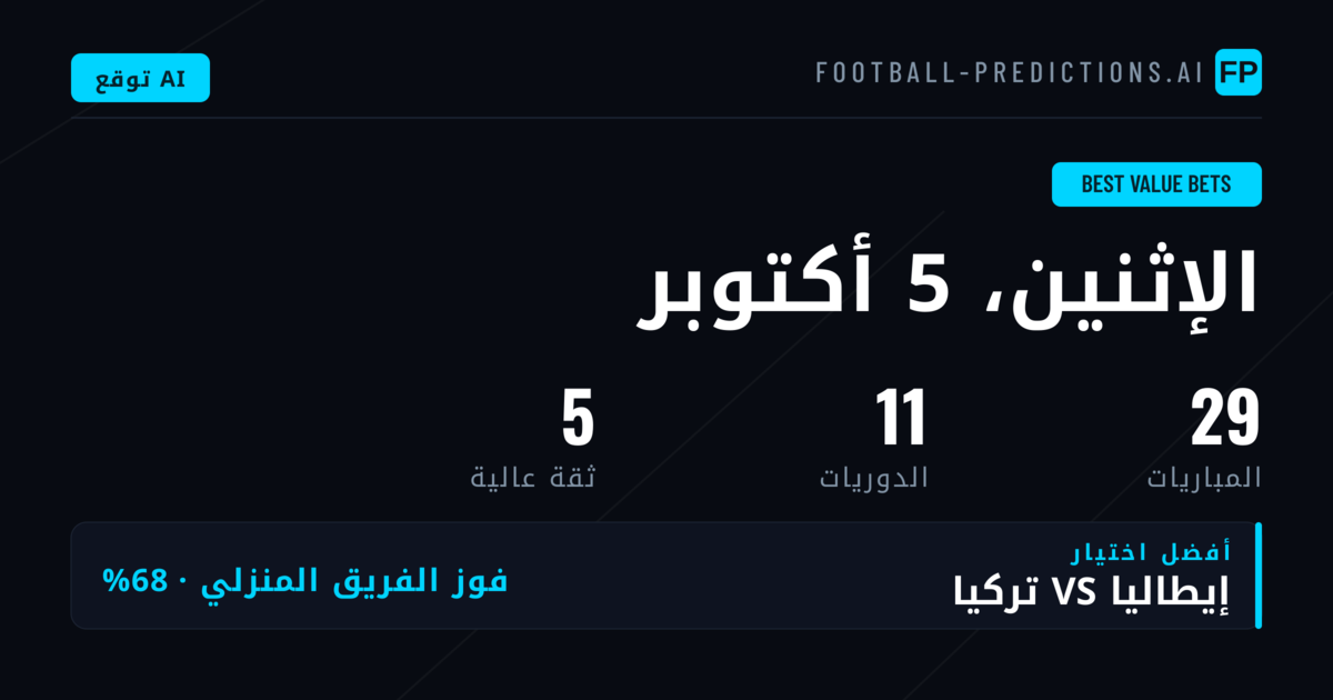 أفضل اختيارات القيمة المراهنة — 5 أكتوبر 2026