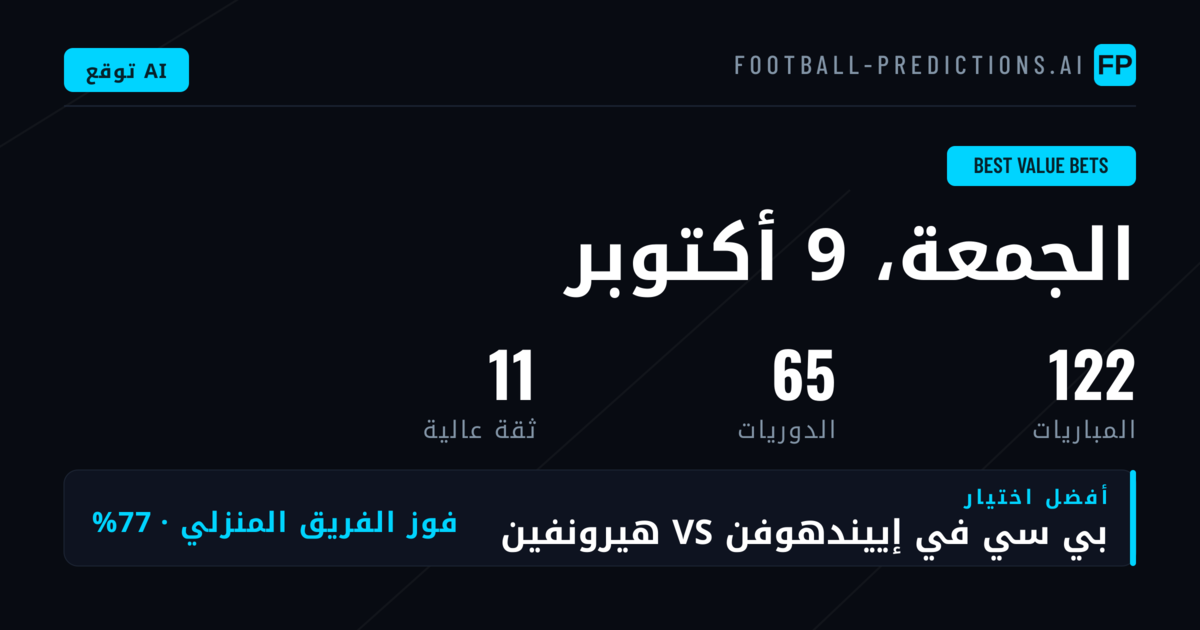 أفضل اختيارات القيمة ليوم 9 أكتوبر 2026